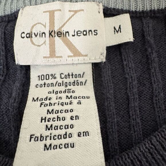 Calvin Klein Men’s Long Sleeve Knit Size Medium Vintage Striped Preppy 2000s - Picture 8 of 11